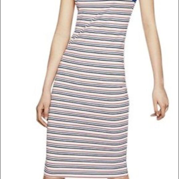 Zara Striped MIDI Dress Sm Nautical sleeveless - Picture 2 of 6